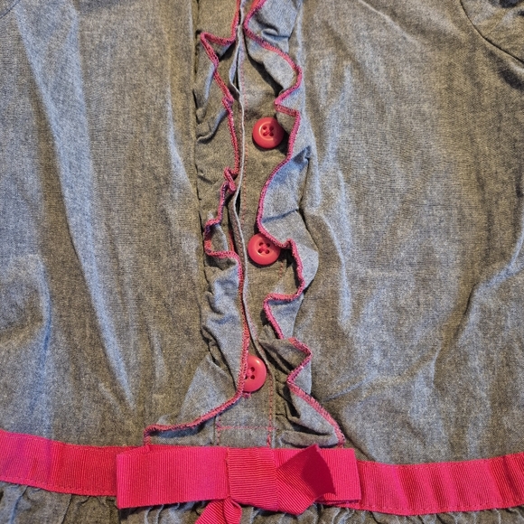 Gymboree girls size 4 Outlet chambray blue with pink ribbon & stitching VGUC - Picture 2 of 5